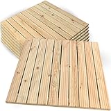 holz4home® Holzfliese Kiefernholz 95x95 cm I Terrassenfliese aus Holz I Terrassendiele Aussen I Rutschfest Geriffelt I Bodenfliese Terrasse Balkon...